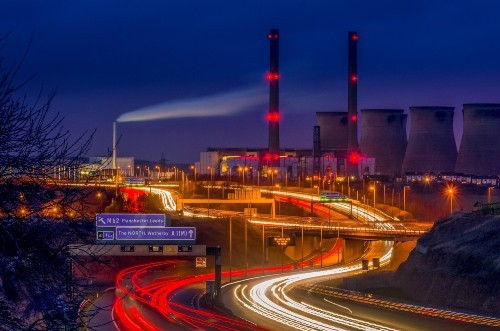 power station at night